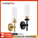 Retro Brass Wall Light with Glass Shade by Axyaa
