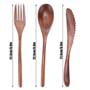 Axyaa Wooden Cutlery Set 4pcs with Pouch, Ideal for Home, Travel, Camping