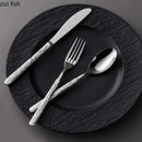 Axyaa Stainless Steel Stone Pattern Dinnerware Set Knife Fork Spoon Kitchen Tools