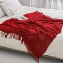 Axyaa Christmas Red Fringe Throw Blanket - Vintage Style for Couch, Sofa & Outdoor