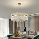 Axyaa Nordic Crystal Rod Round Chandelier - Modern Luxury Lighting for Living Room, Bedroom, Kitchen