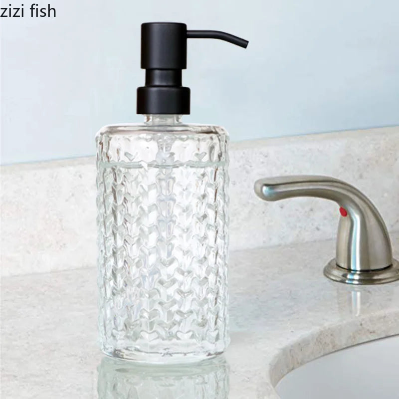 Axya Stainless Steel Pump Lotion Bottle Set - Bathroom Dispenser for Soap, Shampoo & Shower Gel