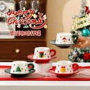 Axyaa Christmas Ceramic Coffee Cup and Saucer Set, Holiday-themed Cups, Coffee and Milk Cups