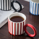Axyaa Minimalist Stripe Ceramic Coffee Mug with Large Handle, Breakfast Milk Cup