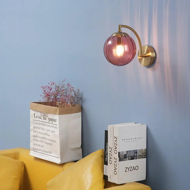 Axyaa Glass Wall Lamp: Nordic Minimalist LED Sconce for Living Bedroom