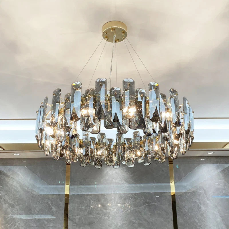 Axyaa Crystal LED Chandelier for Luxury Living Room & Dining Area