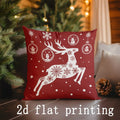Christmas Red Deer & Merry Words Pattern Pillow Cover by Axyaa for Sofa Bedroom Car