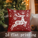 Christmas Red Deer & Merry Words Pattern Pillow Cover by Axyaa for Sofa Bedroom Car