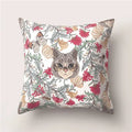 Tropical Cactus Flower Cat Print Pillow Cover 45X45CM for Home Sofa Chair