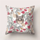 Tropical Cactus Flower Cat Print Pillow Cover 45X45CM for Home Sofa Chair