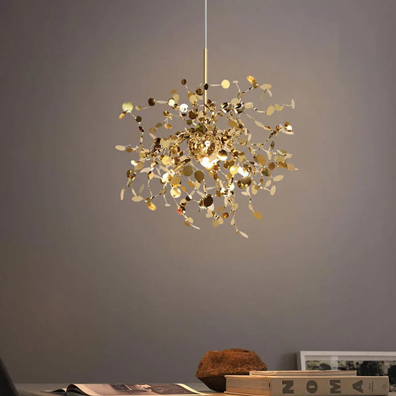 Axyaa Nordic Art Stainless Steel Chandelier for Living Room, Bar, and Kitchen Decor
