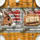 Axyaa Christmas Deer Socks & Holly Berries Table Runner - Home & Wedding Centerpieces