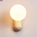 Axyaa White Glass Ball LED Wall Light Yellow Travertine Stone Luxury Decor
