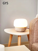 Axya Cream Mushroom Table Lamp: Warm, Retro Stone Light for Bedroom Beauty