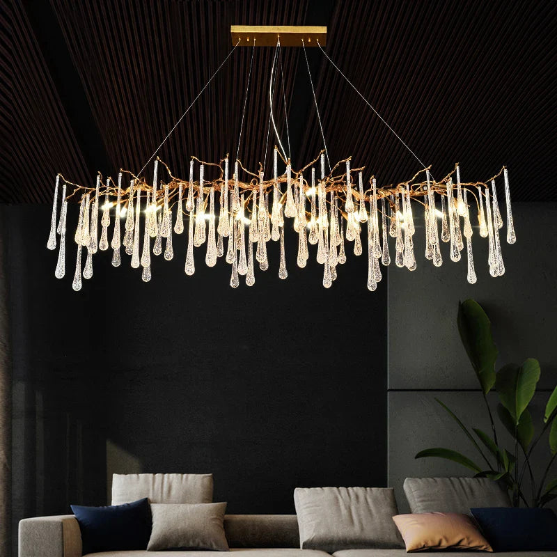 Axyaa Copper Crystal Branch Chandelier for Dining, Living Room, Kitchen.