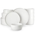 Axyaa 12/16/18/24 Piece Black Rim Dinnerware Sets with Standing Edge