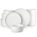 Axyaa Black Rim Dinnerware Set - 12/16/18/24 Pieces, Half Standing Edge