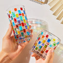 Axyaa Stained Crystal Glasses Set of 2 Vintage Whisky Glassware