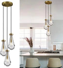 Axyaa Luxury Crystal Raindrop Pendant Light Kitchen Island Brushed Nickel Lighting