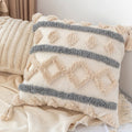 Axyaa Bohemian Tufted Embroidered Fringe Pillow Case for Light Luxury Living Room Sofa