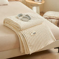 Axyaa Flannel Rabbit Fur Throw Blanket for Sofa, Soft & Cozy Winter Nap Blanket
