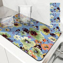 Axyaa Flower Branches Drain Mat for Kitchen and Bathroom