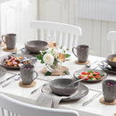 Axyaa Navia Grey Ceramic Dinnerware Set with Plates, Bowls, and Mugs