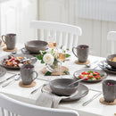 Axyaa Navia Grey Stoneware Dinnerware Set: Dinner, Dessert Plate, Bowl, Mug Tableware