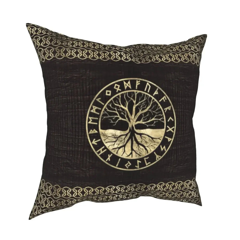 Axyaa Tree of Life Mystic Viking Gold Cushion Cover Pillowcase