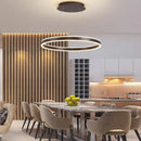 Axyaa LED Circular Chandelier: Dimmable Pendant Lamp for Dining Room, Living Room, Kitchen.