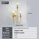 Axyaa Dual Head Crystal Brass Wall Lamp LED E14 Retro Bedroom Aisle Light