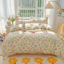 Axyaa Cartoon Floral Print Polyester Full Size Bedding Set with Soft Duvet Cover & Flat Sheet