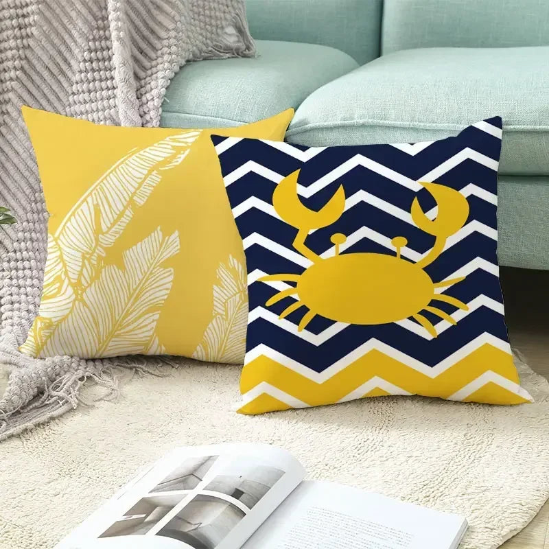 Pineapple Leaf Cushion Cover - Axyaa Summer Yellow Decor Pillowcase