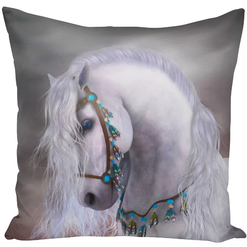 Animal Horse Printed Cushion Cover by Axyaa - Sofa Decor Pillowcase