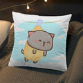 Axyaa Peach Cat Soft Cushion Cover 45x45 for Bed Sofa Home Decor