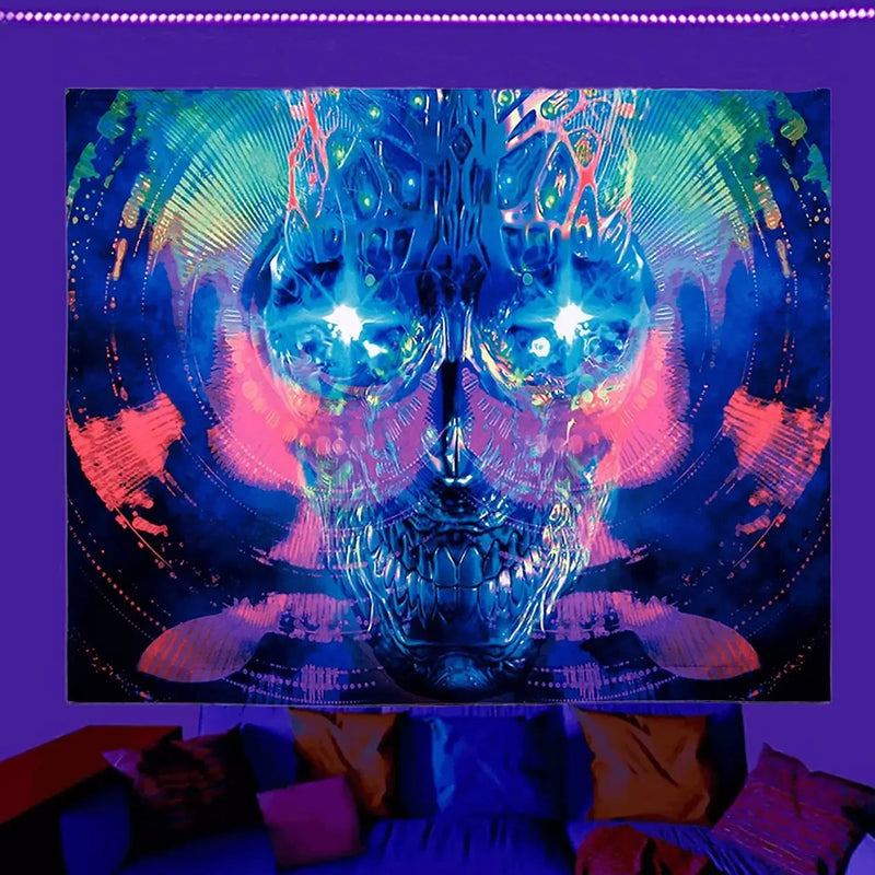 Axyaa Black Light Astronaut Tapestry - UV Reactive Starry Sky Wall Hanging