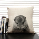 Axyaa African Animal Linen Pillow Cover 45x45cm - Lion, Elephant, Elk Portrait Decor