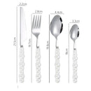 Axyaa Ceramic Pearl Cutlery Set - Knife, Fork, Spoon, Steak Spoon, Creative Design