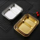 Axyaa Stainless Steel Divided Tray Dinner Plates for Food Service and Home Organization