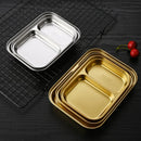 Axyaa Stainless Steel Divided Tray Dinner Plates for Restaurant Tableware Snack Dish