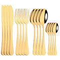 Axyaa 16-Piece Pink Gold Stainless Steel Cutlery Set - Dinnerware Flatware Tableware Kit
