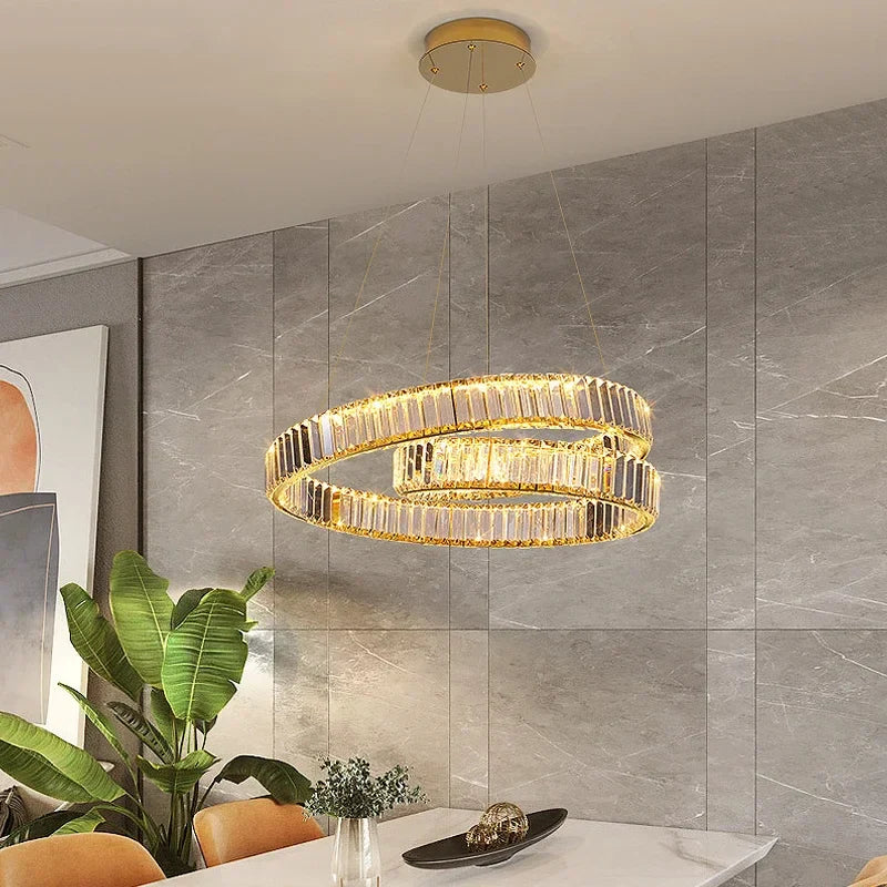 Axyaa Crystal LED Pendant Chandelier for Living and Dining Room