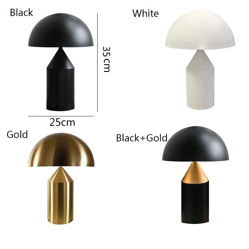 Axya Black Nordic Iron Mushroom Table Lamp Gold Living Room Bedroom Light