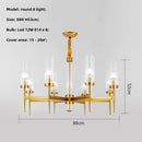 Axyaa Gold Metal Glass Pendant Light with LED, Chain Hanging Lamp for Modern Living Room