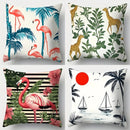 Giraffe and Flamingo Sofa Pillow Cover Set, 17.7" x 17.7", Axyaa Home Decor