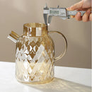 Axya 1.8L Amber Glass Teapot with Bamboo Cover, Perfect for Cold Water and Scented Tea