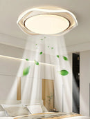 Axyaa Smart LED Ceiling Fan Light: Modern Round Design, Bedroom, Bladeless