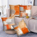 Axyaa Abstract Orange & White Pattern Pillow Cover for Sofa, Bedroom, Car
