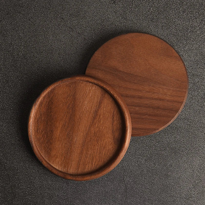 Axyaa Walnut Wooden Coaster Set - Heat Resistant Cup Mats for Kitchen Décor