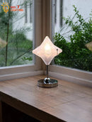 Axyaa Vintage Star Table Lamp with USB Charging - Artistic Glass Shade Bedside Light